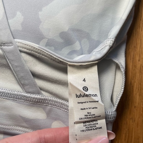 Lululemon Longline Energy Bra White Camo Sz 4 - Picture 4 of 10